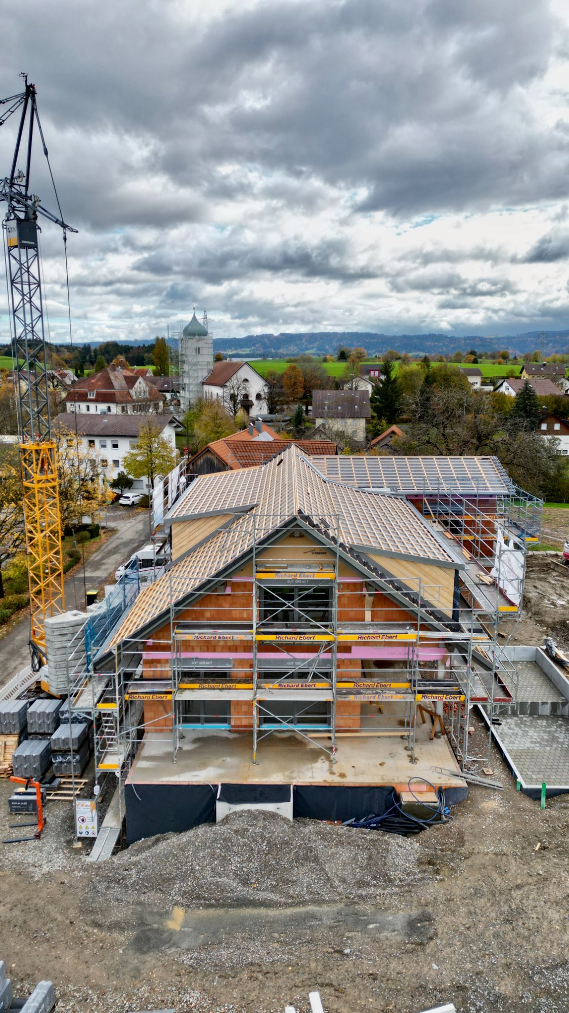 Neubau Rohbau Drohnenaufnahme Allgäu – Richard Ebert GmbH